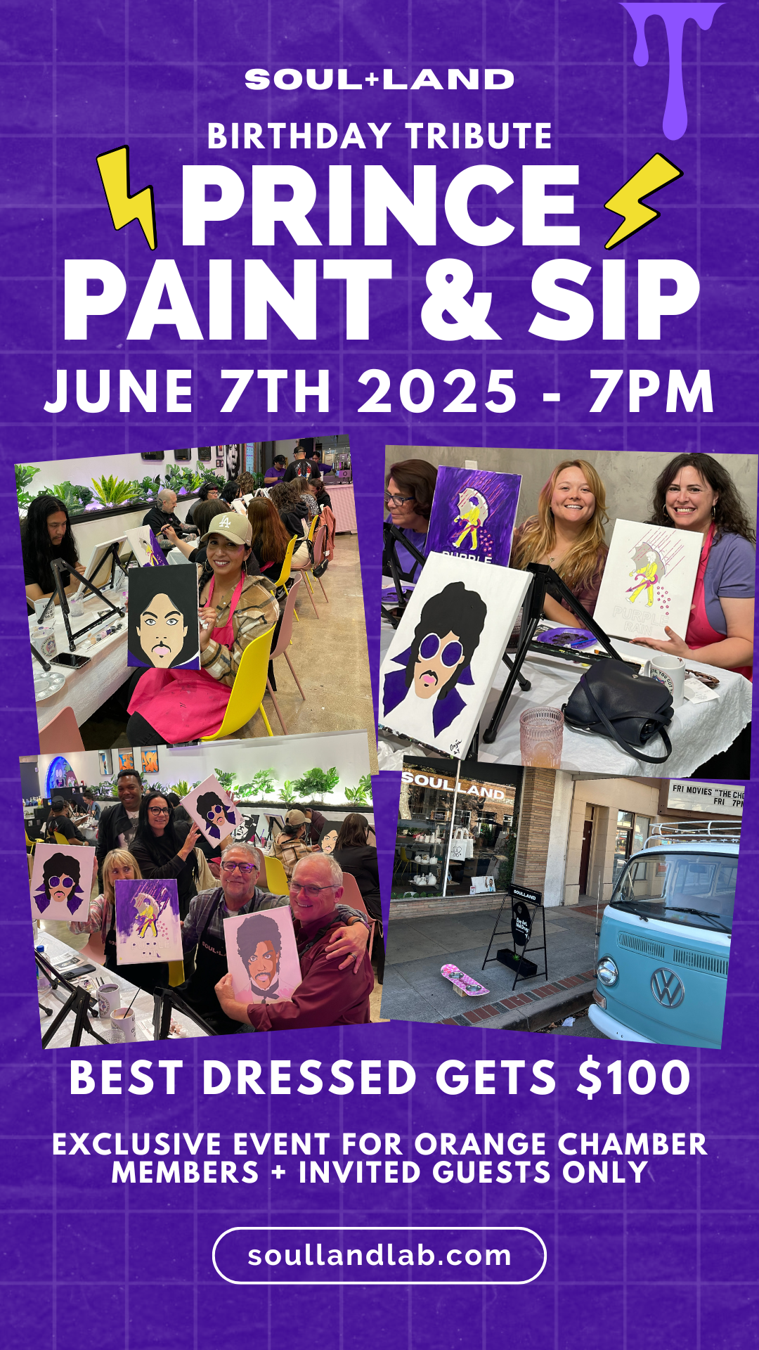 Prince Tribute Paint & Sip – Orange Chamber Private Event June 7th