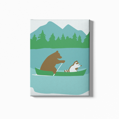 bear and raccoon on boat