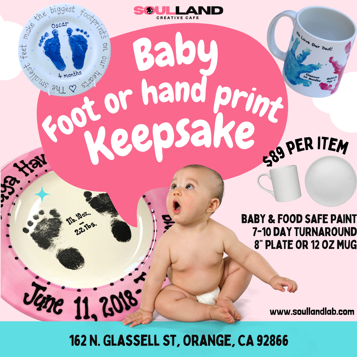 Personalized Baby Footprint Plate or Mug