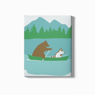 bear and raccoon on boat
