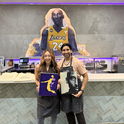 couple painting together date night in orange ca