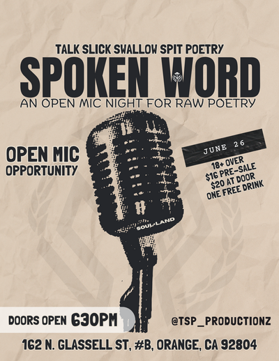 Talk Slick, Swallow Spit – Poetry Night with a Punch 6/27/25