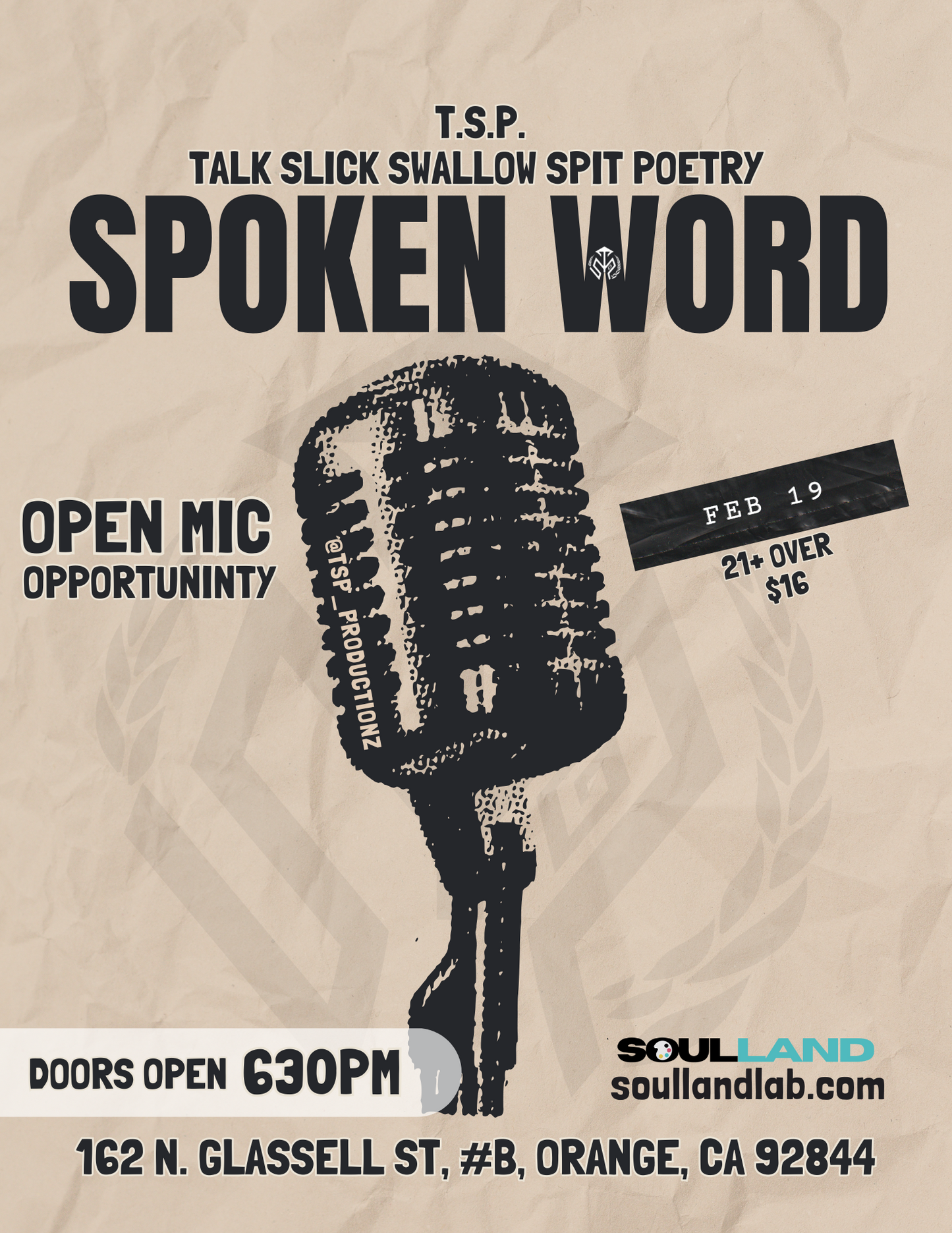 Spoken Word Poetry Night 2/19 7pm