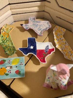 pottery pieces in the kiln 