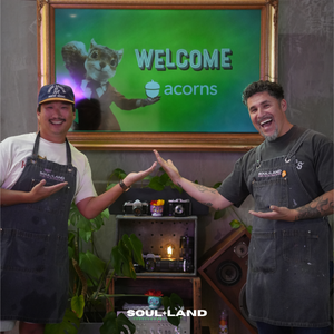 two men at soulland lab in old towne orange at soulland lab for a team building event. Bobby lee and serj tankin